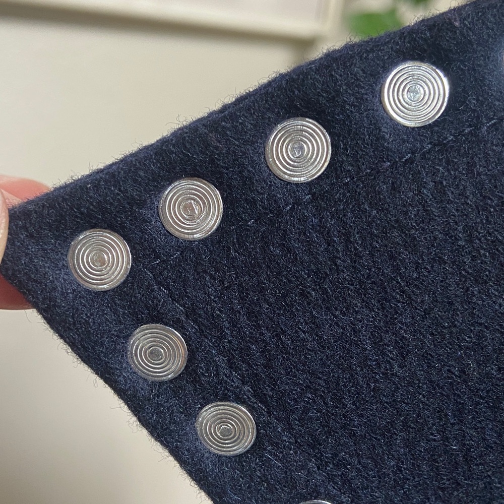 Sale! Studded Navy Women's Coat w/ studded collar,leather accents. Michael Kors. - Picture 15 of 16